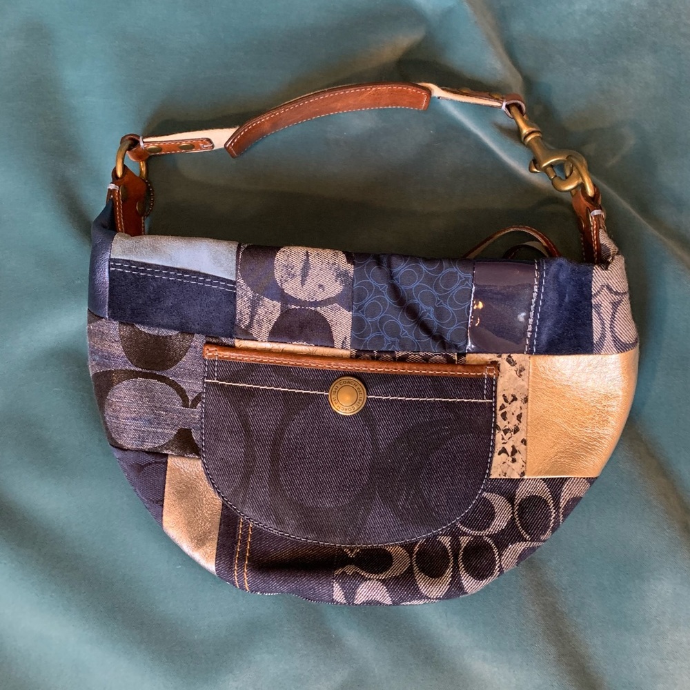 COACH signature denim patchwork handbag. (Authentic)